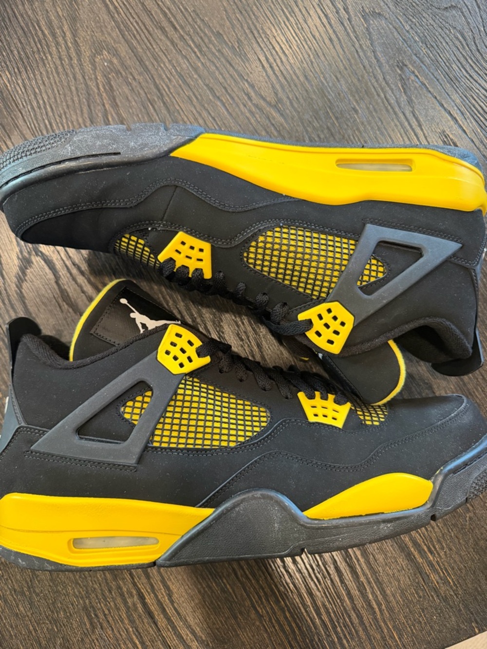 AIR JORDAN IV 4 RETRO THUNDER BLACK WHITE TOUR YELLOW SIZE 14-